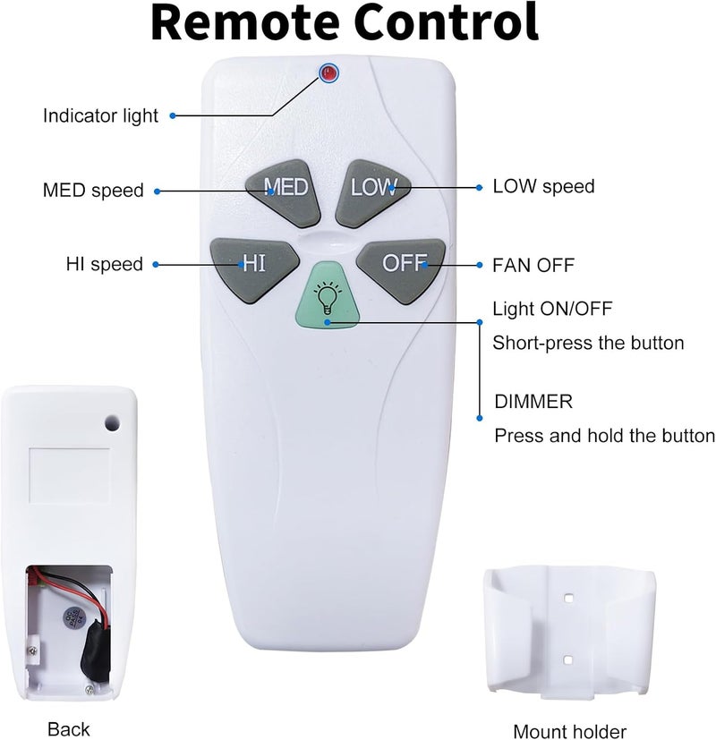 Humpptom Fan Remote Control Kit, 53T Small Size Receiver Ceiling Fan Remote Control Control for Hunter/Harbor Breeze/Westinghouse/Honeywell/Other Ceiling Fan Mini Black - Image 5